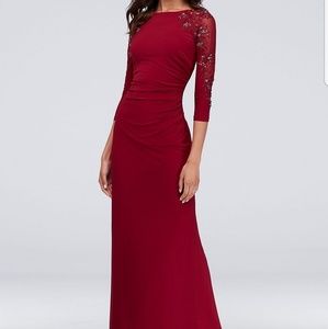 David's bridal 3/4 sleeve boatneck sheath dress